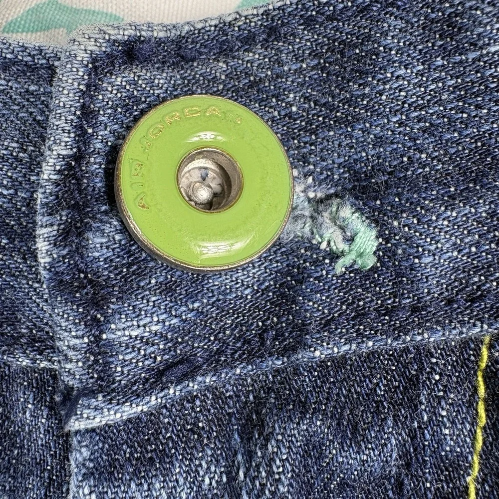 VTG Jordan XI Shorts Mens 42 Blue Baggy Embroider Denim Jorts Hip Hop Skater Y2K